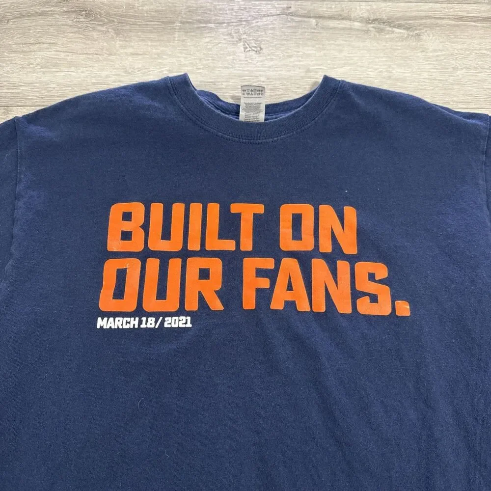 New York Islanders Shirt Built On Our Fans 2021 NHL Hockey Blue Men's Medium